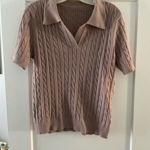 Cable Knit Short Sleeve Sweater